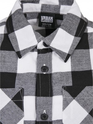 Детска карирана риза в бяло и черно Urban Classics