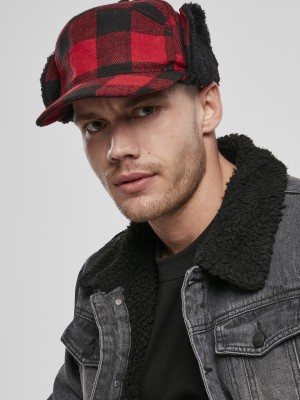 Зимна шапка с козирка в червено каре Brandit Lumberjack Wintercap 