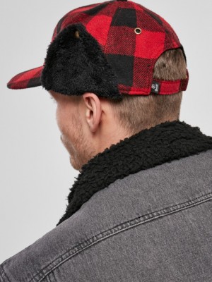 Зимна шапка с козирка в червено каре Brandit Lumberjack Wintercap 