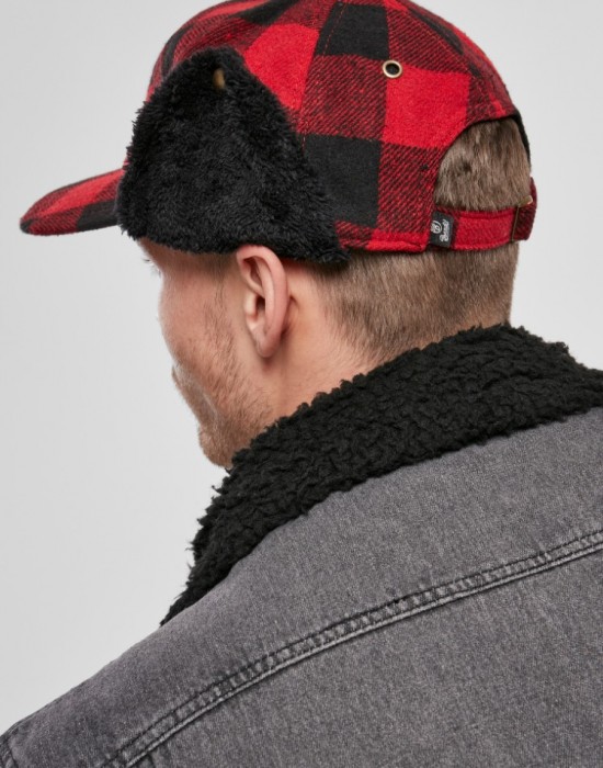 Зимна шапка с козирка в червено каре Brandit Lumberjack Wintercap, Brandit, Шапки с козирка - Complex.bg