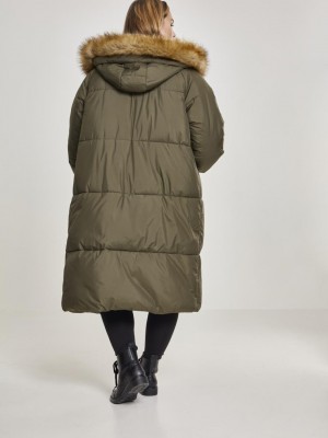 Дамско дълго яке с качулка Urban Classics darkolivebeige Дамско дълго яке с качулка Urban Classics darkolivebeige