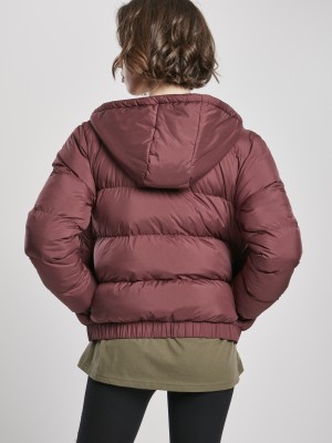 Дамско яке в червено от Urban Classics Ladies Hooded Puffer  Дамско яке в червено от Urban Classics Ladies Hooded Puffer