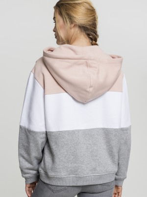 Дамски трицветен суичър Urban Classics light rose/white/grey