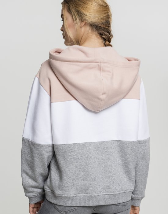 Дамски трицветен суичър Urban Classics light rose/white/grey, Urban Classics, Суичъри - Complex.bg