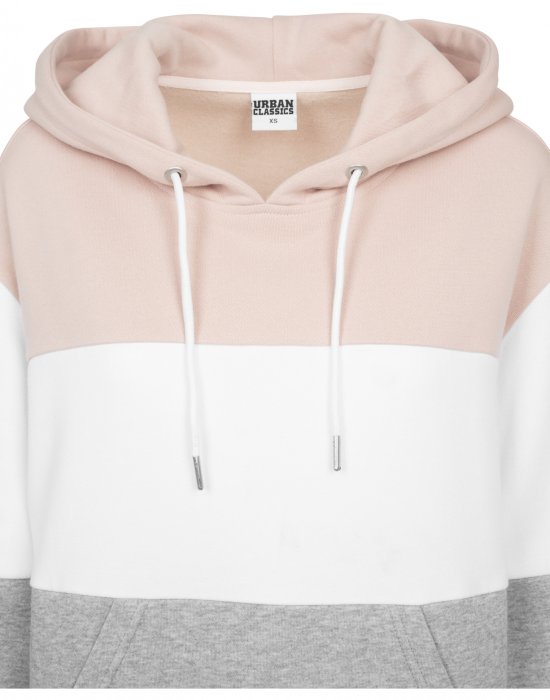 Дамски трицветен суичър Urban Classics light rose/white/grey, Urban Classics, Суичъри - Complex.bg