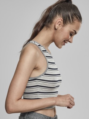 Дамски къс потник на райета Urban Classics navy/white/grey