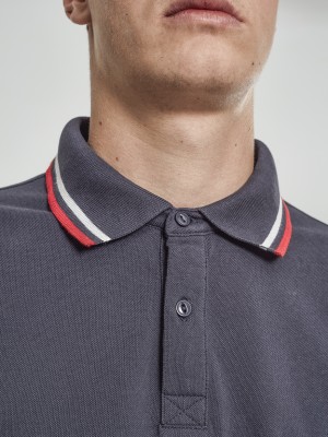 Мъжка тениска с яка Urban Classics navy/white/fire red