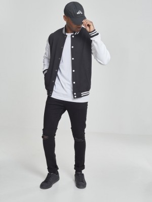 Мъжко колежанско яке в черно Urban Classics blk/wht