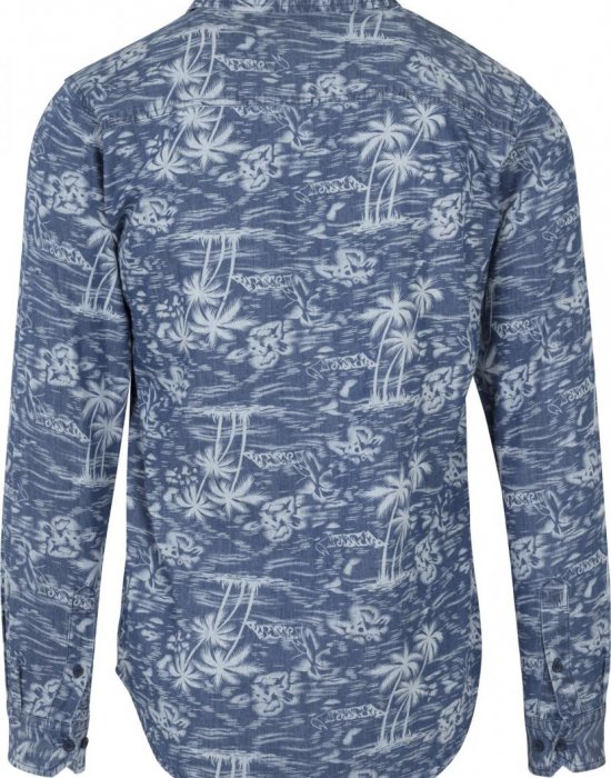 Мъжка синя риза Urban Classicss с принт на палми, Urban Classics, Ризи - Complex.bg