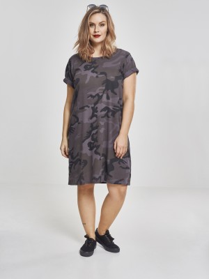 Камуфлажна рокля Urban Classics dark camo с къс ръкав
