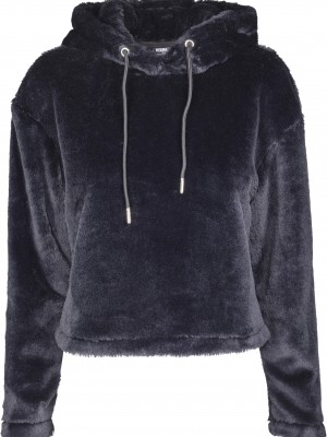 Дамски плюшен суичър Urban Classics в черен цвят