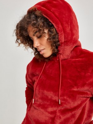 Дамски плюшен суичър Urban Classics burgundy