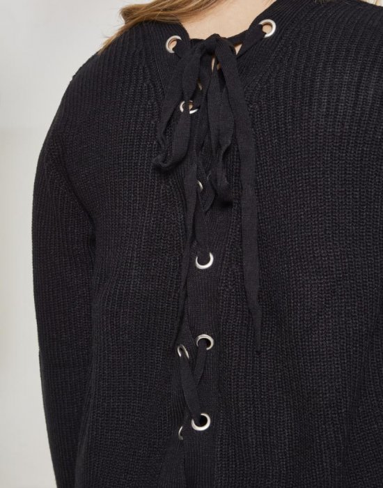 Дамски черен пуловер Urban Classics с връзки на гърба, Urban Classics, Блузи - Complex.bg