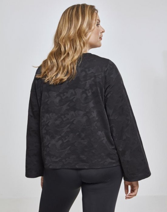 Къса дамска блуза Urban Classics Jacquard Camo в черен цвят, Urban Classics, Блузи - Complex.bg