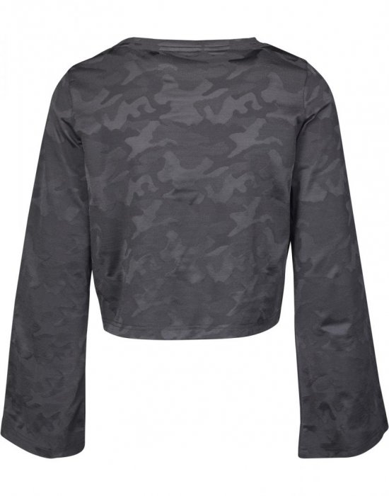 Къса дамска блуза Urban Classics Jacquard Camo в черен цвят, Urban Classics, Блузи - Complex.bg