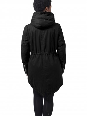 Дамско яке в черно от Urban Classics Ladies Sherpa Lined Cotton Parka   Дамско яке в черно от Urban Classics Ladies Sherpa Lined Cotton Parka