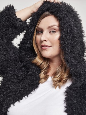 Дамско палто Urban Classics Teddy в черен цвят Дамско палто Urban Classics Teddy в черен цвят