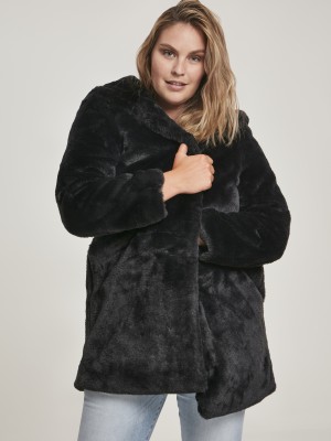 Дамско палто Urban Classics Teddy в черен цвят Дамско палто Urban Classics Teddy в черен цвят