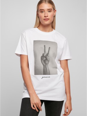 Дамска тениска в бяло Mister Tee Peace Sign 