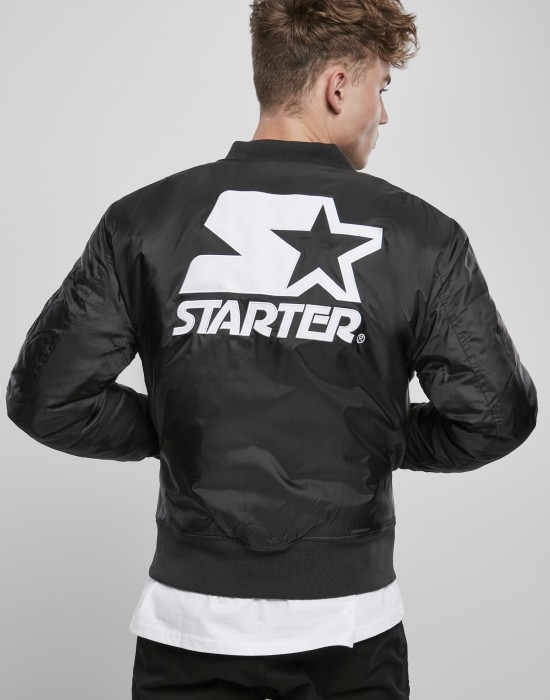 Мъжко яке, тип бомбър STARTER The Classic Logo в черен, STARTER, Бомбъри - Complex.bg