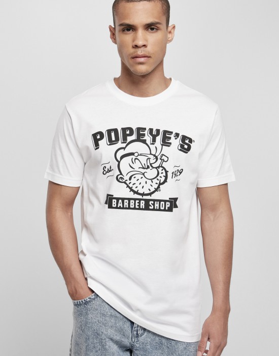 Мъжка тениска в бяло Merchcode Popeye Barber Shop, MERCHCODE, Тениски - Complex.bg