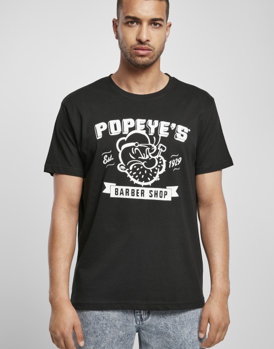 Мъжка тениска в черно Merchcode Popeye Barber Shop, MERCHCODE, Тениски - Complex.bg