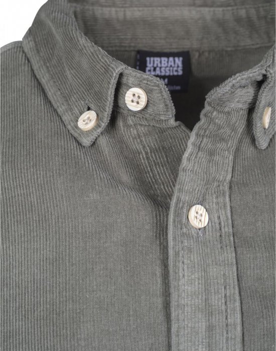 Мъжка риза Urban Classics Corduroy в цвят маслина, Urban Classics, Ризи - Complex.bg