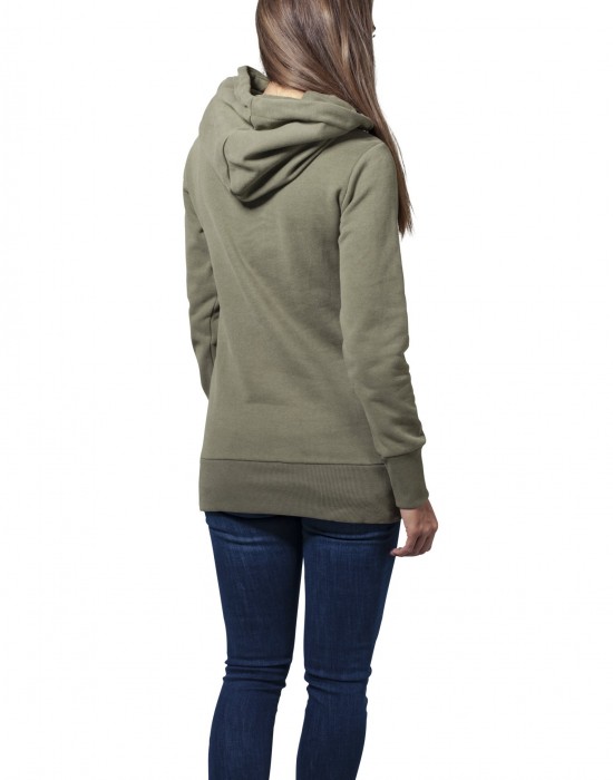 Дамски суичър в цвят маслина Urban Classics Ladies Long Logopatch Hoody, Urban Classics, Суичъри - Complex.bg