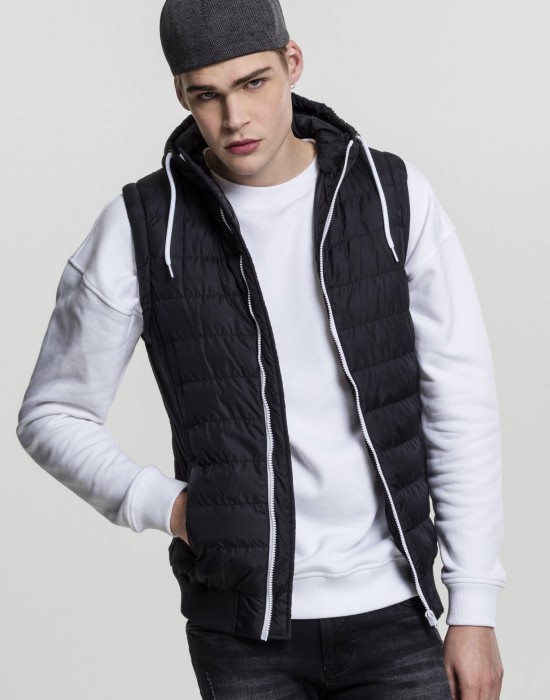 Мъжка жилетка без ръкави в черно Urban Classics Small Bubble Hooded Vest, Urban Classics, Якета - Complex.bg