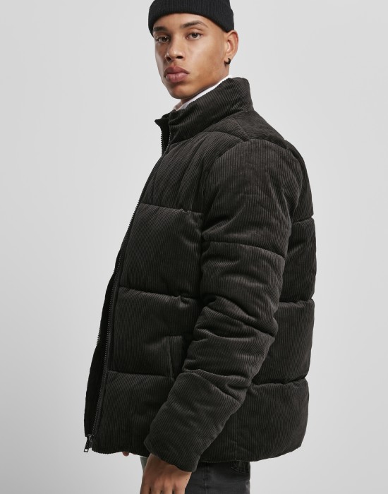 Мъжко яке черно Urban Classics Boxy Corduroy Puffer, Urban Classics, Зимни якета - Complex.bg