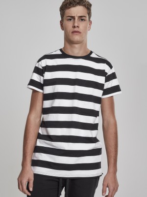 Мъжка тениска на черно-бели райета Urban Classics Block Stripe