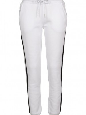 Дамско долнище Urban Classics white/black/white в бял цвят