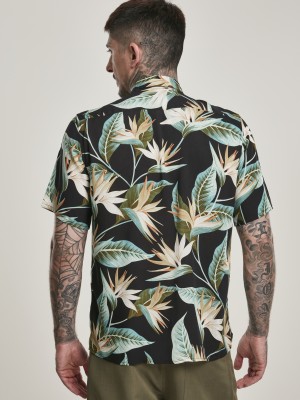 Мъжка риза в черно на цветя Urban Classics Blossoms Resort 
