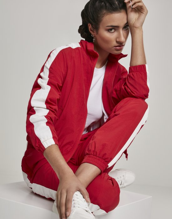 Дамско късо горнище Urban Classics red/wht в червен цвят, Urban Classics, Якета - Complex.bg