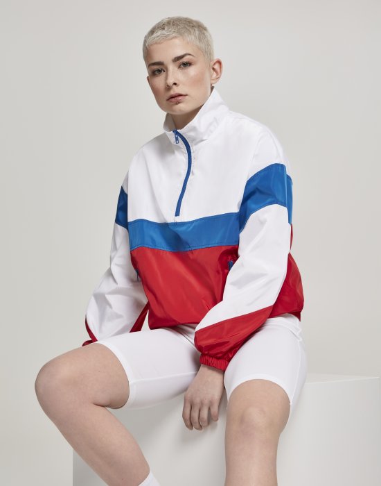 Дамско спортно горнище Urban Classics white/firered/brightblue, Urban Classics, Якета - Complex.bg