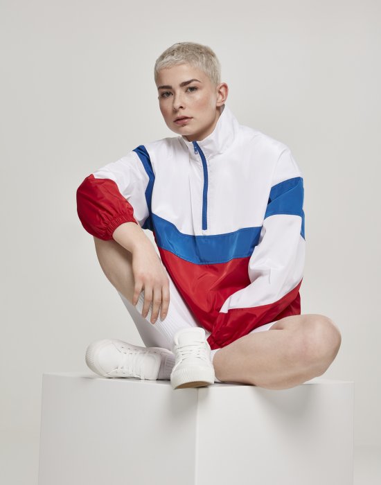 Дамско спортно горнище Urban Classics white/firered/brightblue, Urban Classics, Якета - Complex.bg