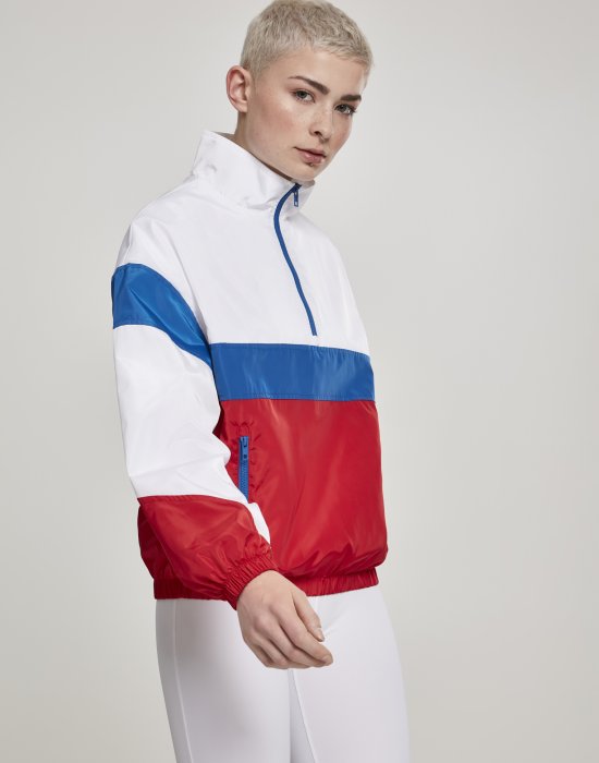 Дамско спортно горнище Urban Classics white/firered/brightblue, Urban Classics, Якета - Complex.bg