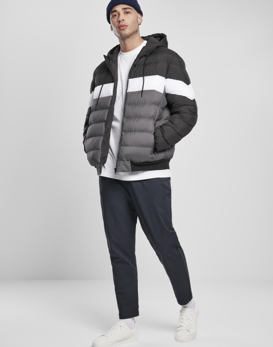 Мъжко зимно яке в черно и сиво Urban Classics Colorblock Bubble, Urban Classics, Зимни якета - Complex.bg
