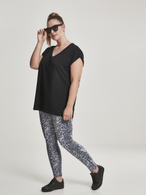 Дамска черна тениска Urban Classics с V-образно деколте