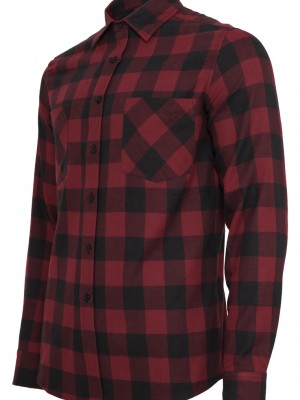 Мъжка карирана риза Urban Classics blk/burgundy Мъжка карирана риза Urban Classics blk/burgundy