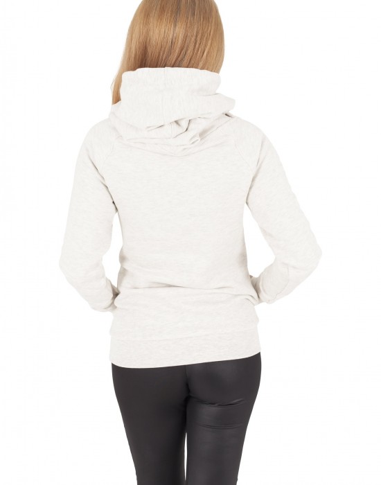 Дамски суичър в бял меланж Urban Classics Raglan High Neck Hoody, Urban Classics, Суичъри - Complex.bg