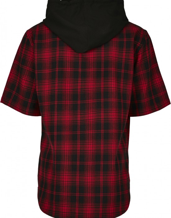 Червена карирана риза с качулка и къс ръкав Urban Classics, Urban Classics, Ризи - Complex.bg