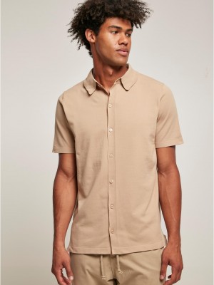 Мъжка бежова риза с къс ръкав Urban Classics