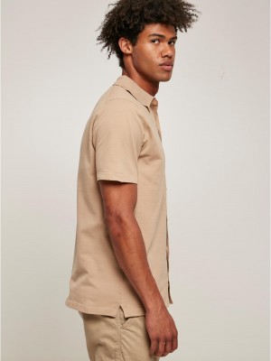 Мъжка бежова риза с къс ръкав Urban Classics