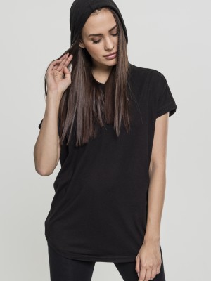 Дамска тениска с качулка в черен цвят Urban Classics 