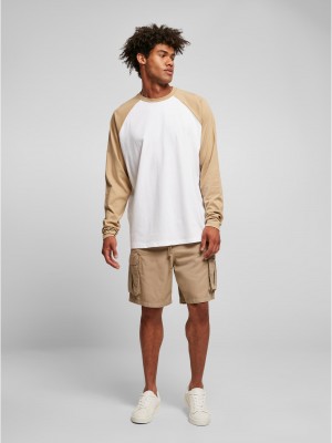 Мъжка блуза с реглан ръкав в бяло и бежово Urban Classics