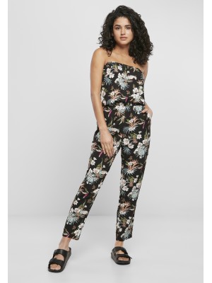 Дамски гащеризон в черен цвят Urban Classics Ladies Viscose Bandeau Jumpsuit