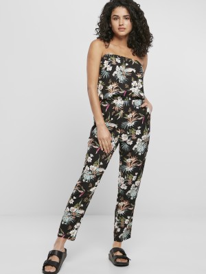 Дамски гащеризон в черен цвят Urban Classics Ladies Viscose Bandeau Jumpsuit