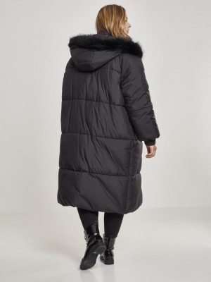 Дамско дълго яке с качулка Urban Classics в черен цвят Дамско дълго яке с качулка Urban Classics в черен цвят