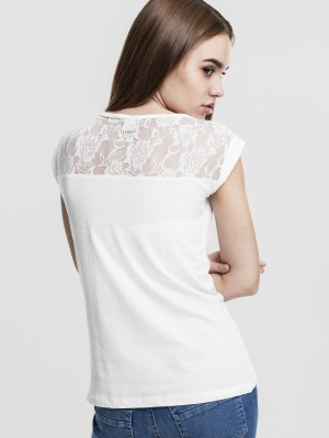 Дамска тениска с дантела Urban Classics в бял цвят